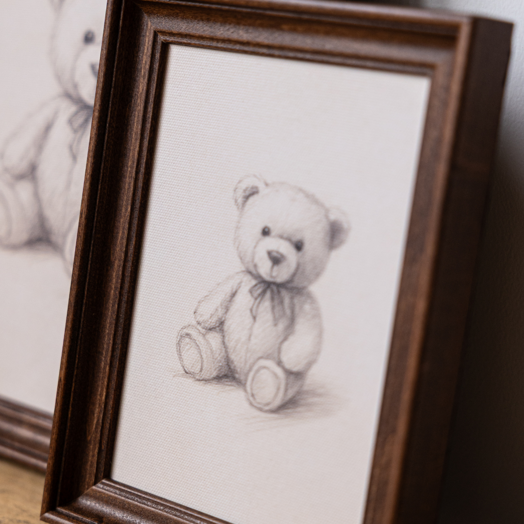 Teddy Bear Sketch | Antique Inspired Classic Westbury Framed Art By Luxe B Co. 