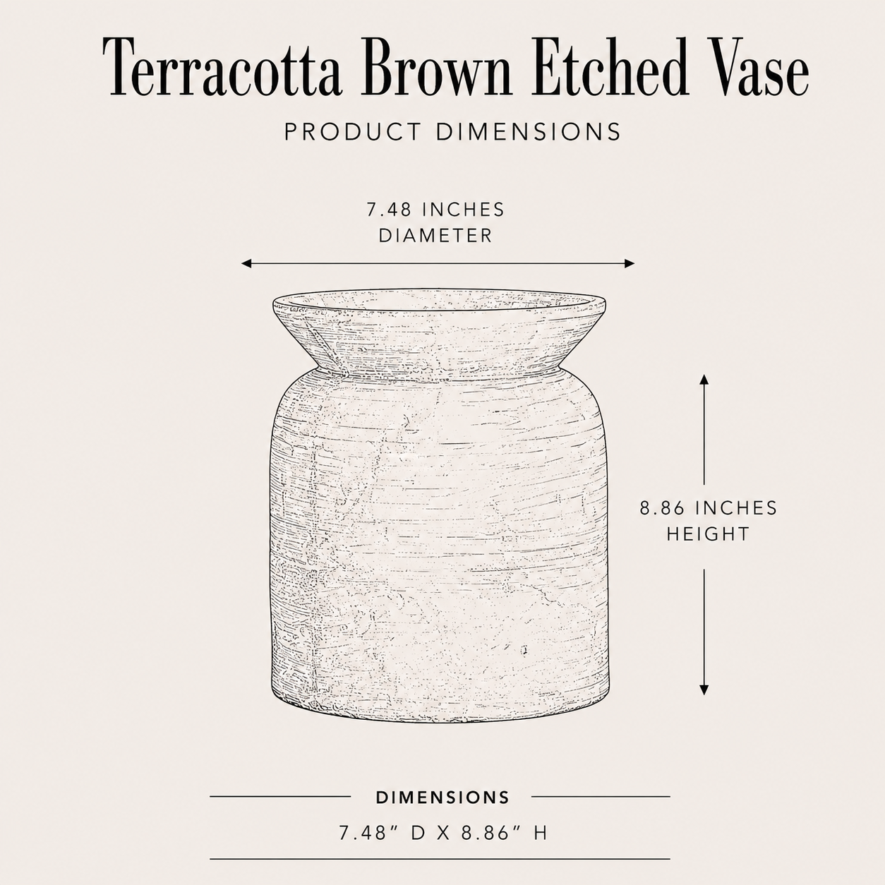 Terracotta Brown Etched Vase By Luxe B Co. 