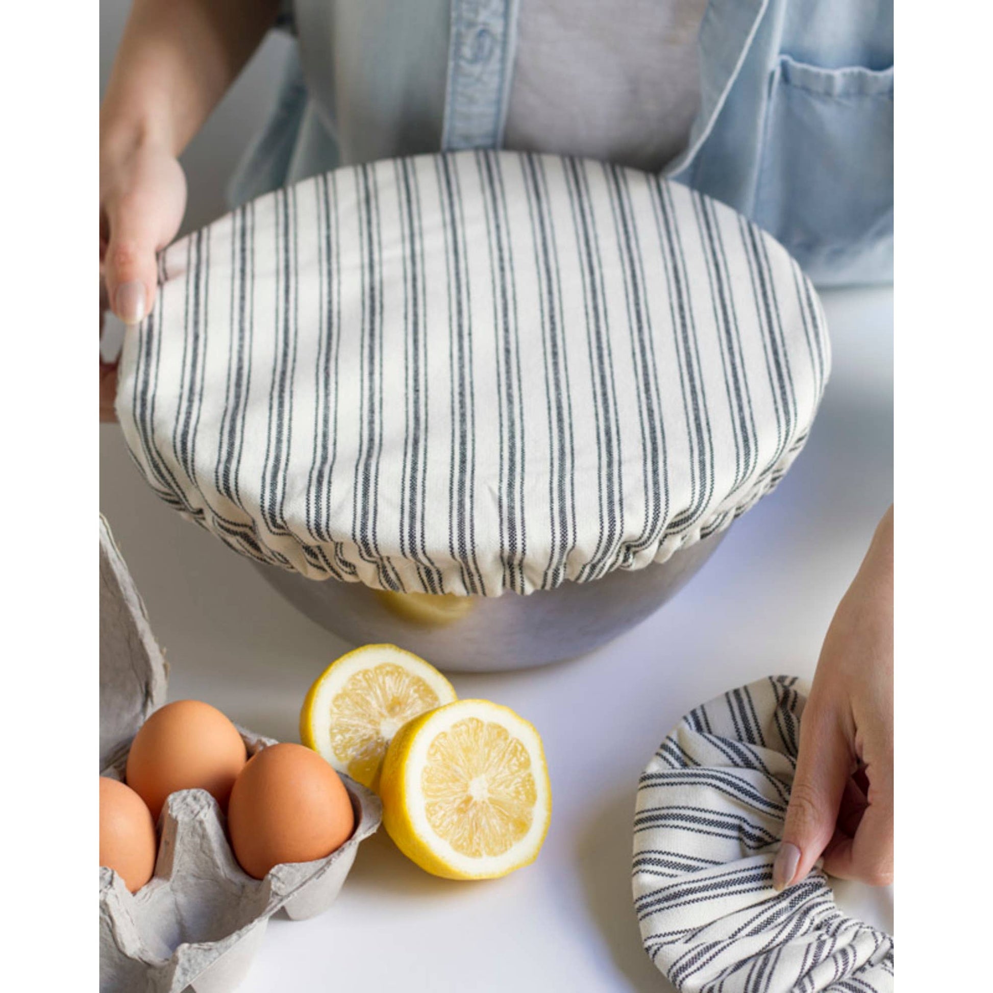 Ticking Stripe Bowl Covers Set of 2 | By Luxe B Co.