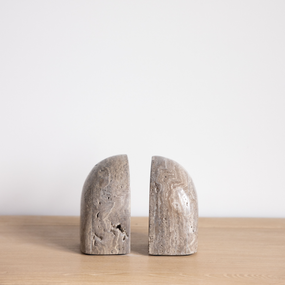 Titanium Travertine Bookend Set By Luxe B Co. 