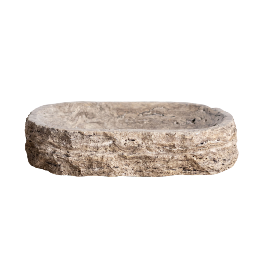 Titanium Travertine Organic Shaped Bowl By Luxe B Co. 