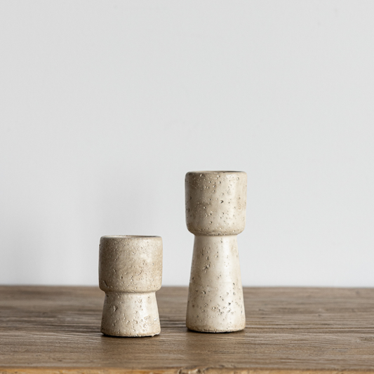 Travertine Cement Candle Pillar | By Luxe B Co. 
