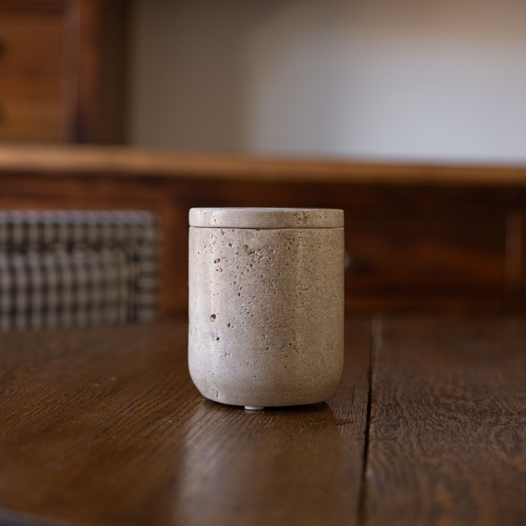 Travertine Lidded Canister | By Luxe B Co.
