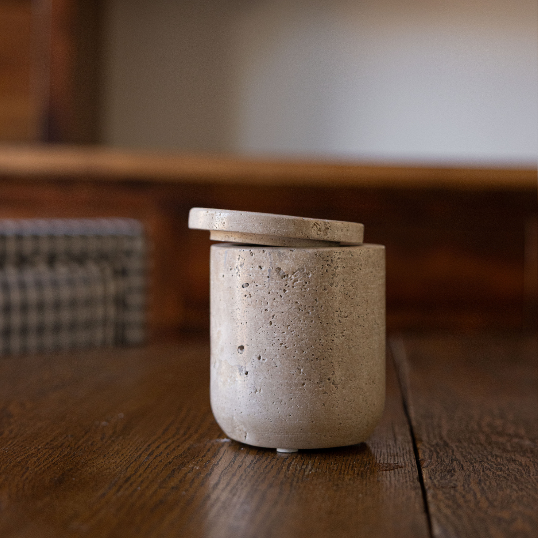 Travertine Lidded Canister | By Luxe B Co.