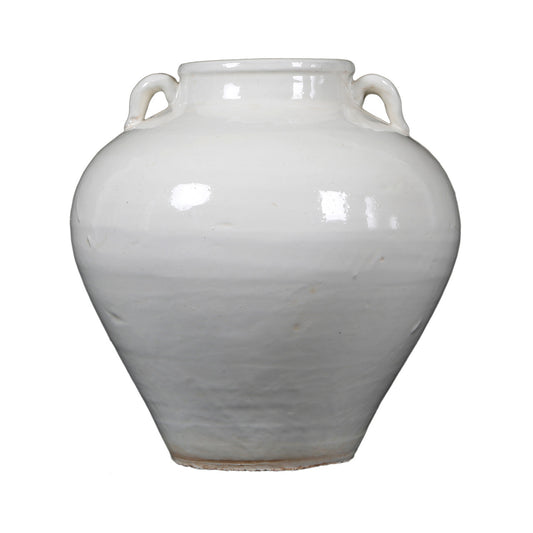 Two Handle White Glazed Pot | By Luxe B Co.