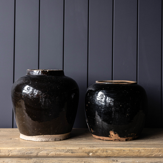 Vintage Black Glazed Paso Pot | By Luxe B Co