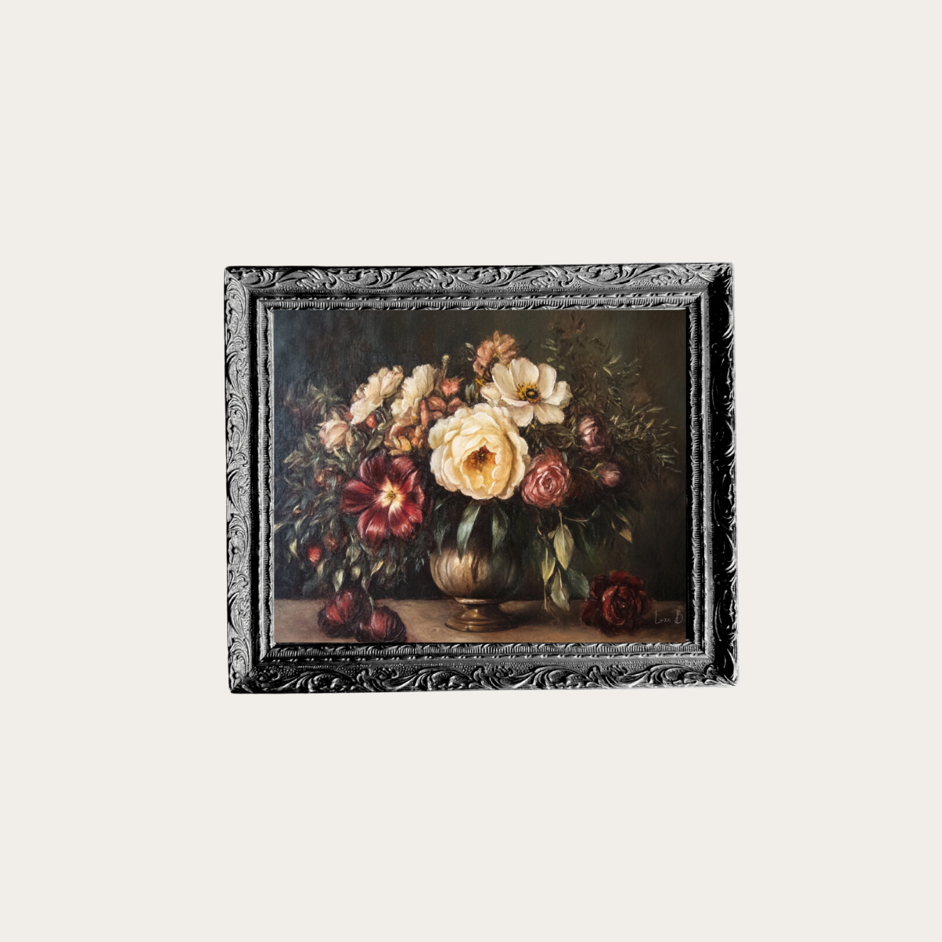 Vintage Floral Bouquet | French Black Mould Framed Art - Luxe B Co