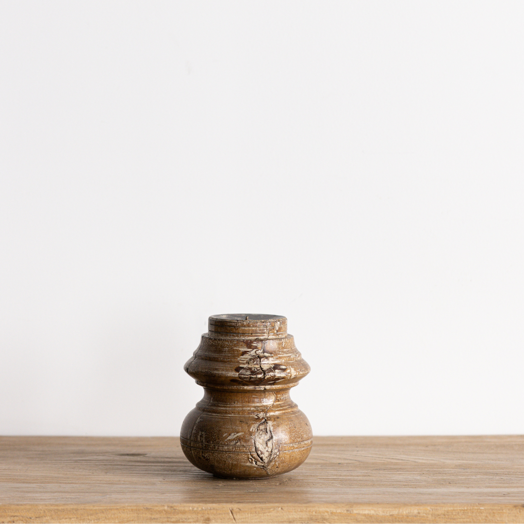 Vintage Glazed Wooden Candle Holder | By Luxe B Co.