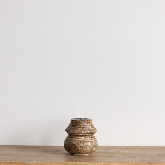 Vintage Glazed Wooden Candle Holder | By Luxe B Co.