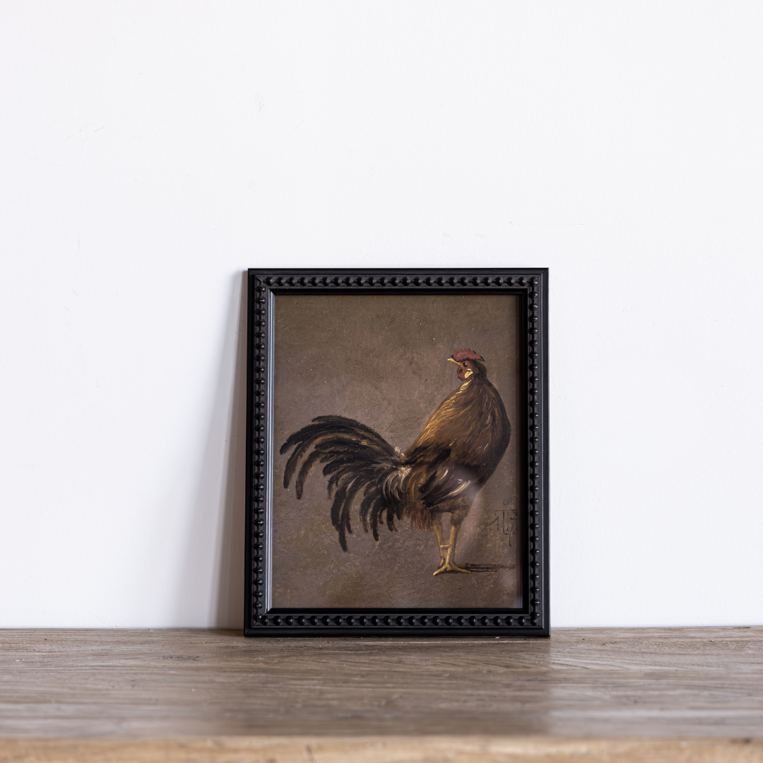 Vintage Rooster Oil Painting Framed Art | By Luxe B Co. 