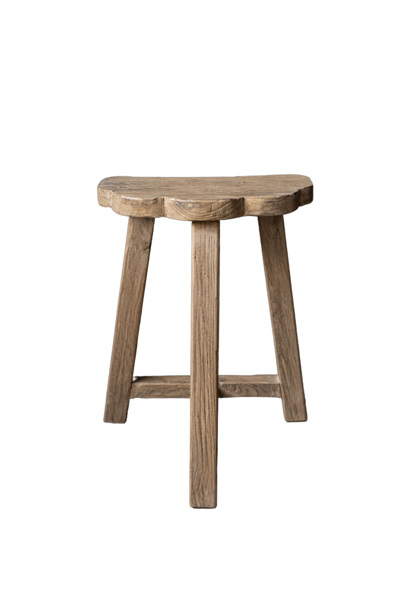 Vintage Reclaimed Elm Wood Scallop Stool | By Luxe B Co. 