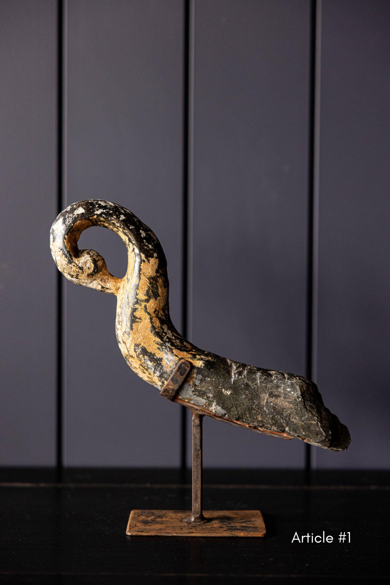 Vintage Stone Peacock W/ Iron Stand | By Luxe B Co.