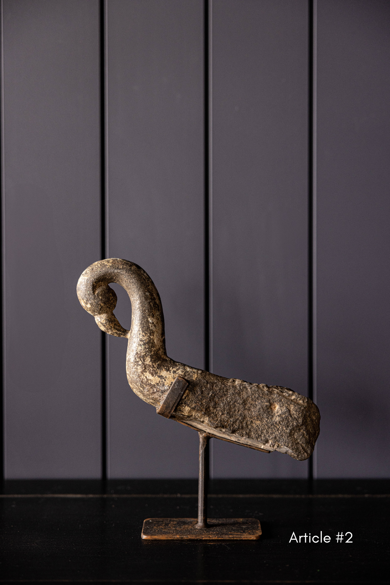 Vintage Stone Peacock W/ Iron Stand | By Luxe B Co.