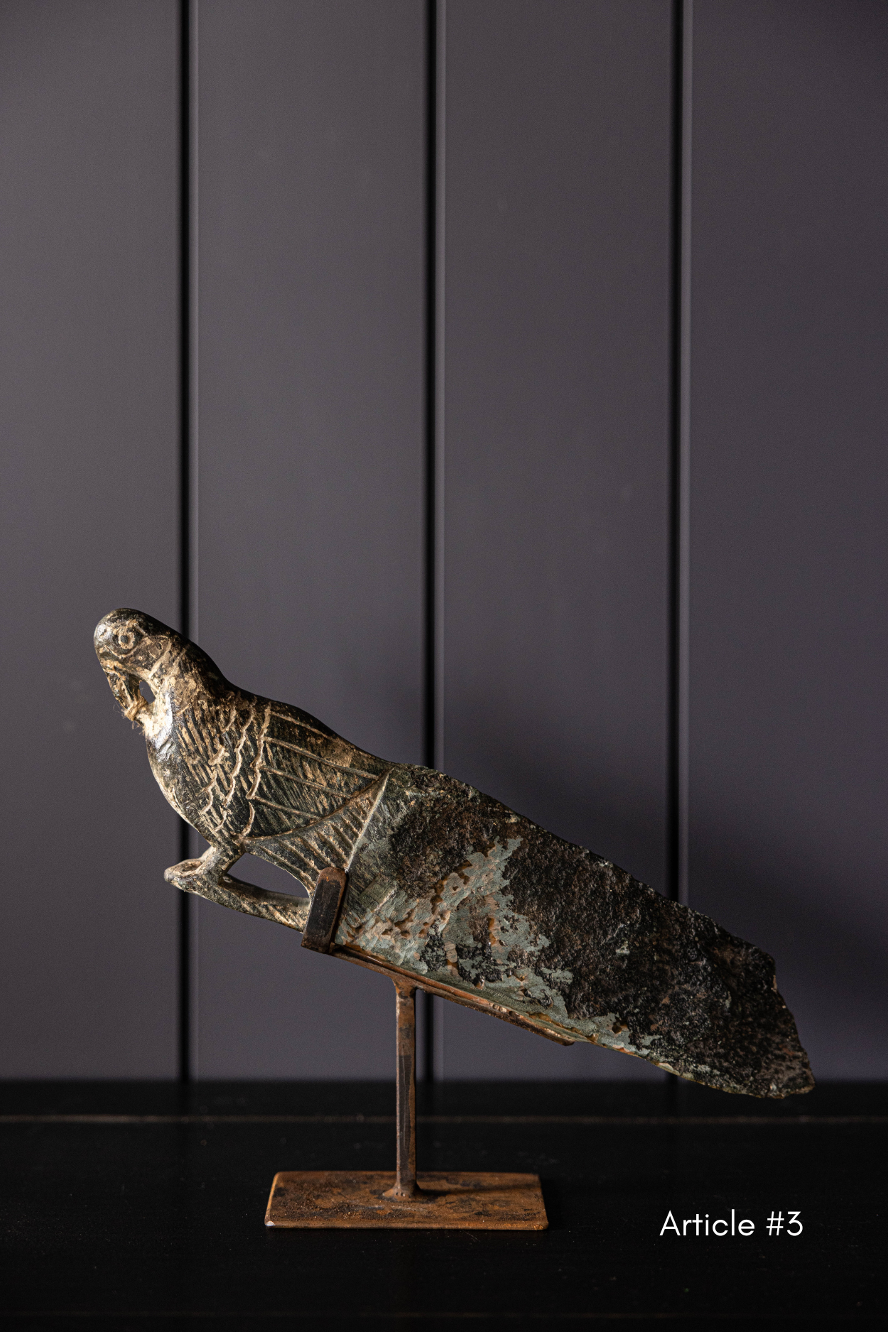 Vintage Stone Peacock W/ Iron Stand | By Luxe B Co.