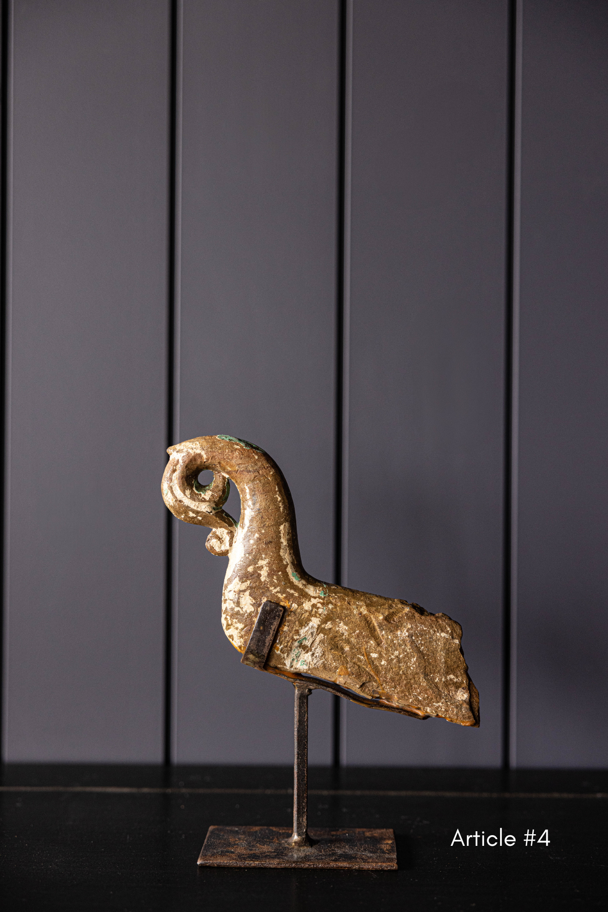 Vintage Stone Peacock W/ Iron Stand | By Luxe B Co.