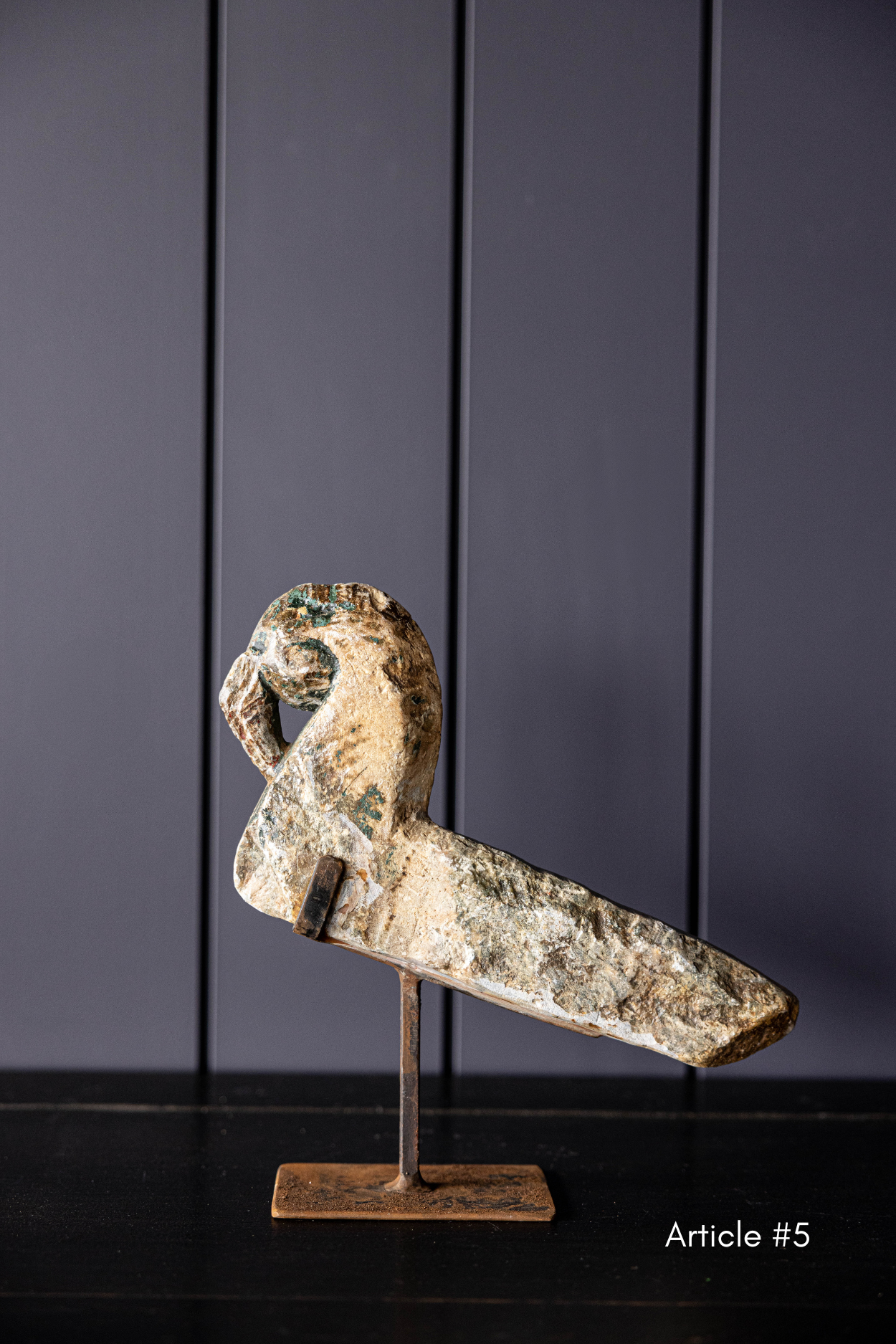 Vintage Stone Peacock W/ Iron Stand | By Luxe B Co.