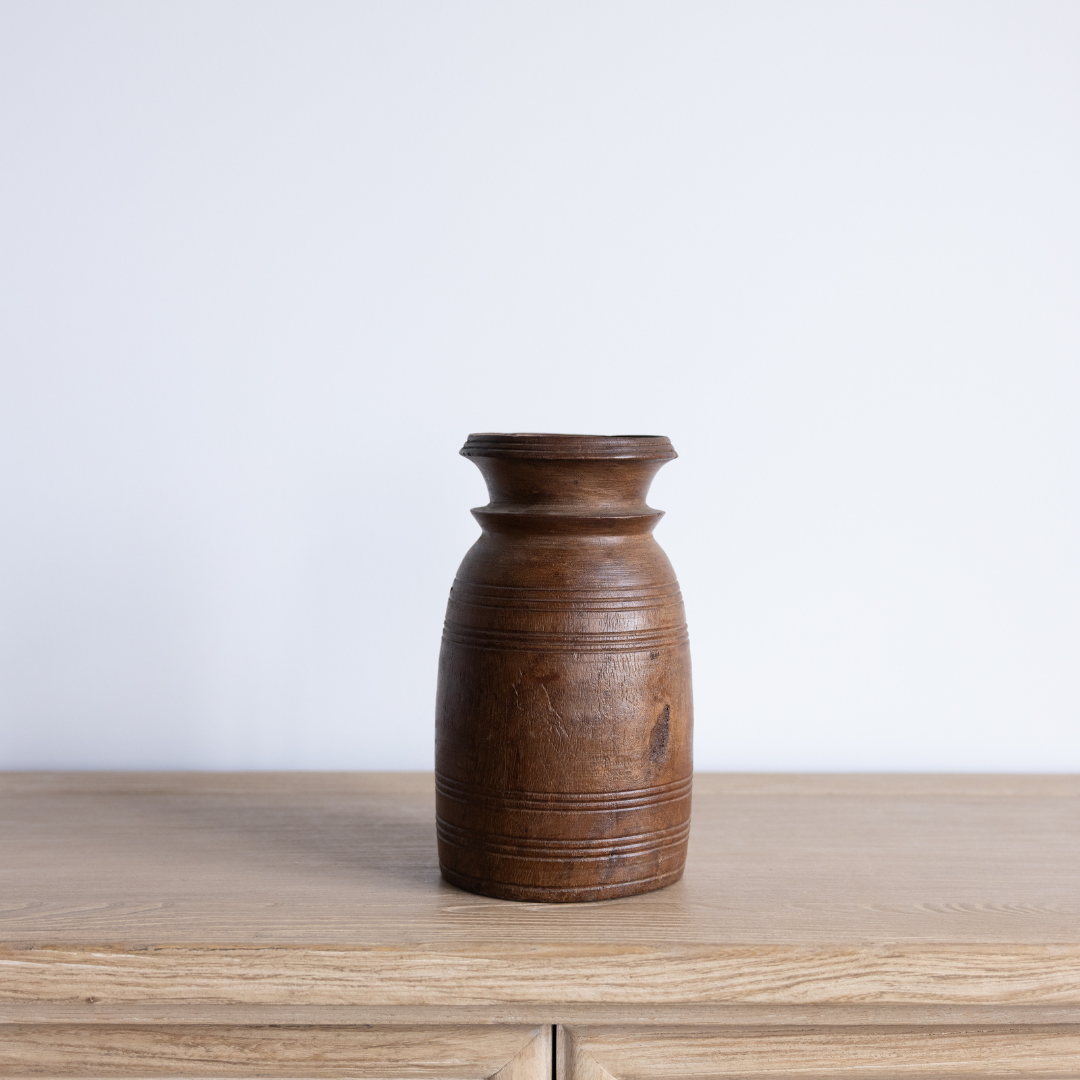 Vintage Dark Wooden Vase | By Luxe B Co
