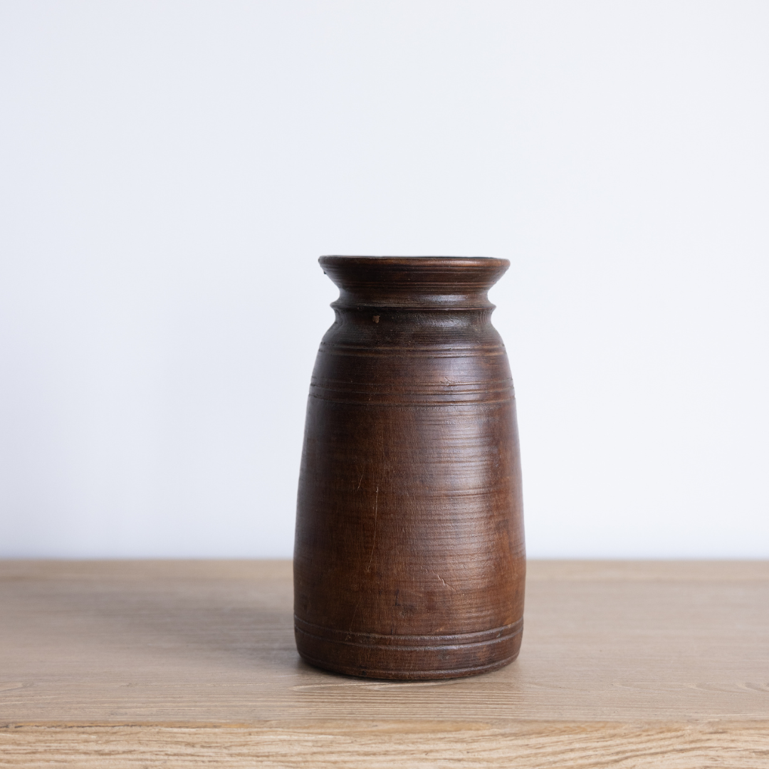 Vintage Dark Wooden Vase | By Luxe B Co