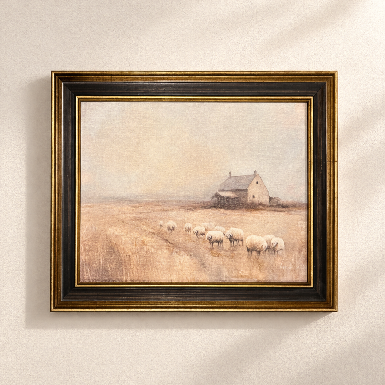 Vintage Farmland | Antique Inspired Brass Trim Black Framed Art By Luxe B Co.