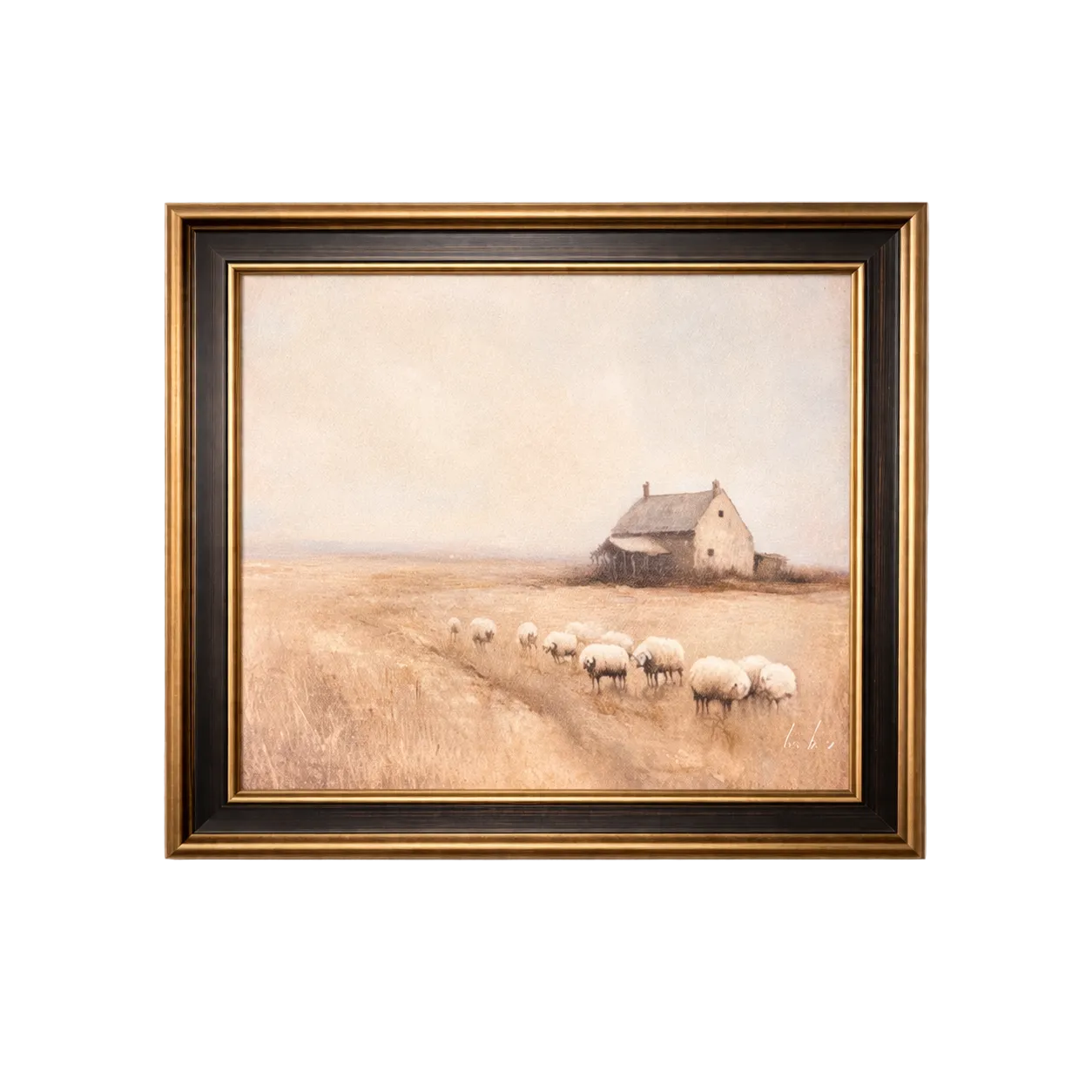 Vintage Farmland | Antique Inspired Brass Trim Black Framed Art By Luxe B Co. 