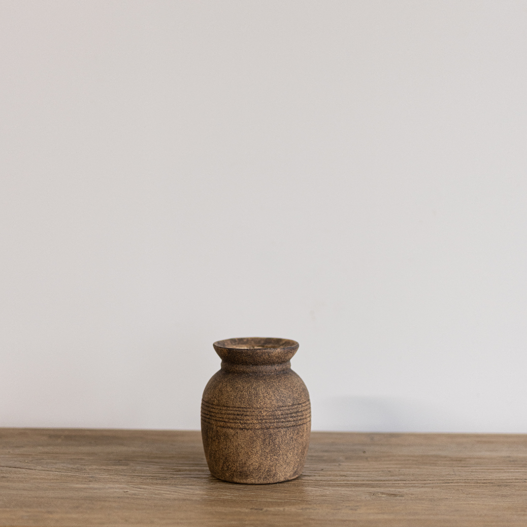 Vintage Inspired Brown Ceramic Vase | By Luxe B Co.