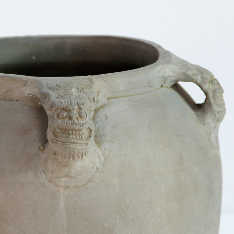 Vintage Inspired Gray Vase With Four Handles | By Luxe B Co.