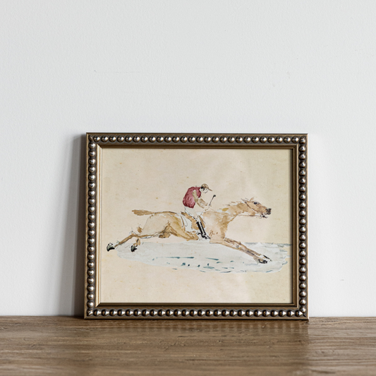 Vintage Jockey and Horse Beaded Framed Art | By Luxe B Co.