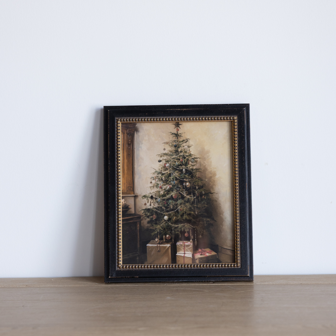 Vintage Oil Painting Christmas Morning Framed Art | By Luxe B Co.