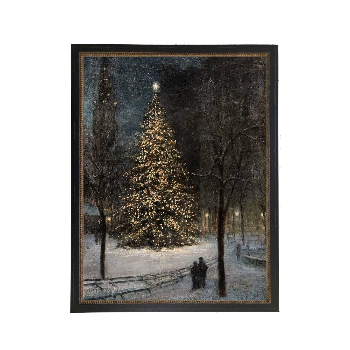 Vintage Oil Painting Festive Holiday Night Framed Art | By Luxe B Co.