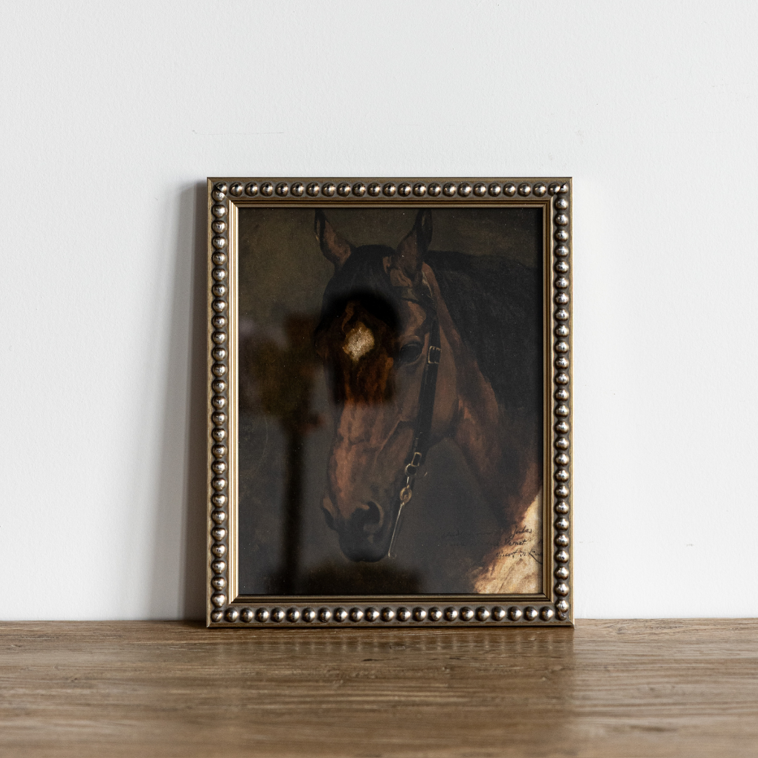 Vintage Oil Painting Horse Portrait Framed Art | By Luxe B Co.
