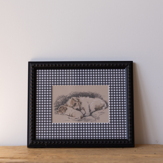 Vintage Watchful Terrier Gingham Framed Art By Luxe B Co. 