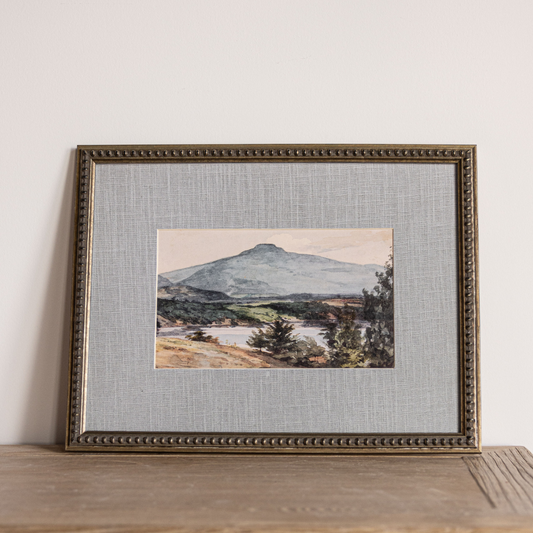 Vintage Watercolor Mountain Landscape Framed Art | By Luxe B Co.