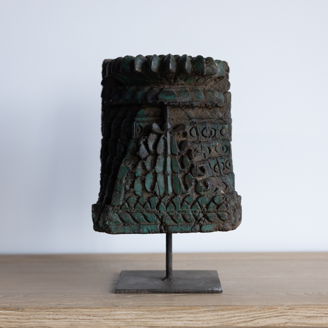 Vintage Wooden Candlestick With Iron Stand | By Luxe B Co