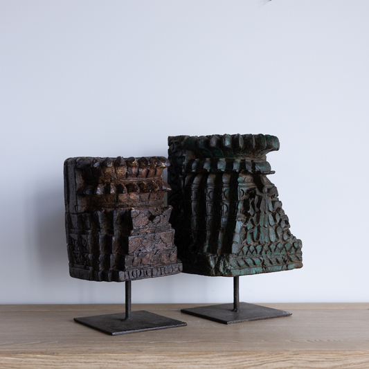 Vintage Wooden Candlestick With Iron Stand | By Luxe B Co