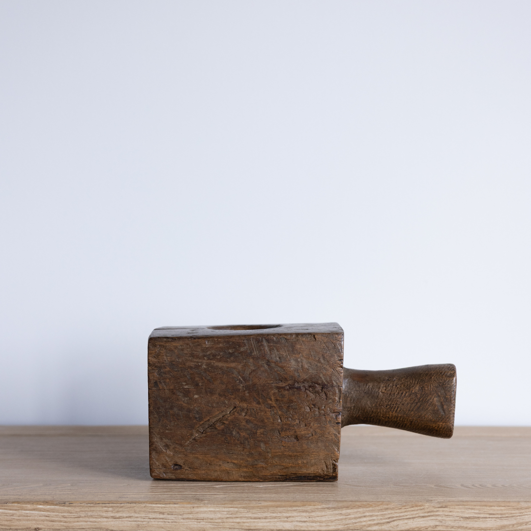 Vintage Wooden Carved Bowl With Handle | By Luxe B Co