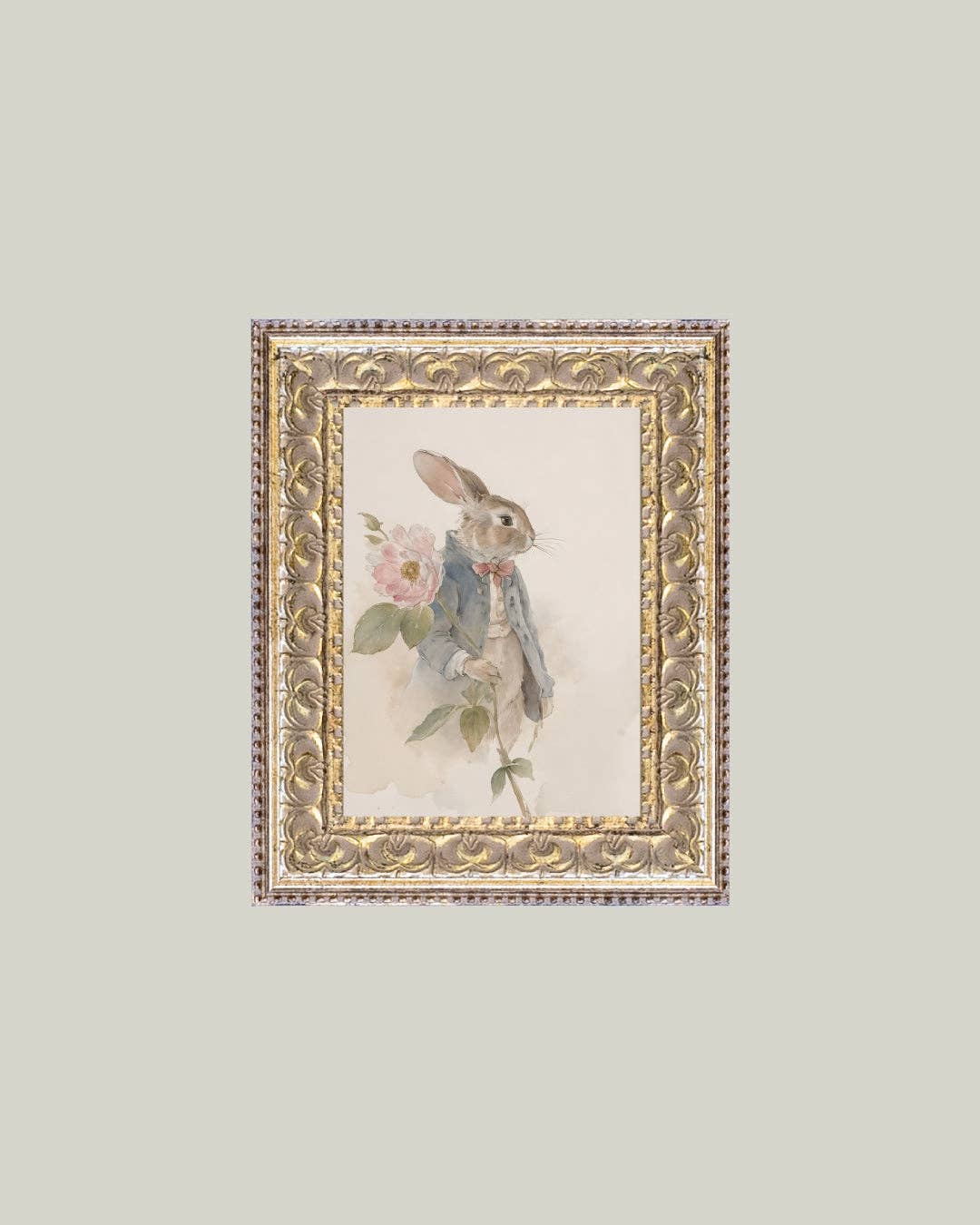 Watercolor Bunny Framed Antique Inspired Art | By Luxe B Co. 