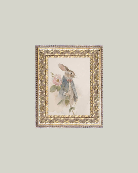 Watercolor Bunny Framed Antique Inspired Art | By Luxe B Co. 