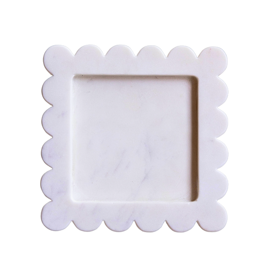 White Marble Scalloped Tray | By Luxe B Co.