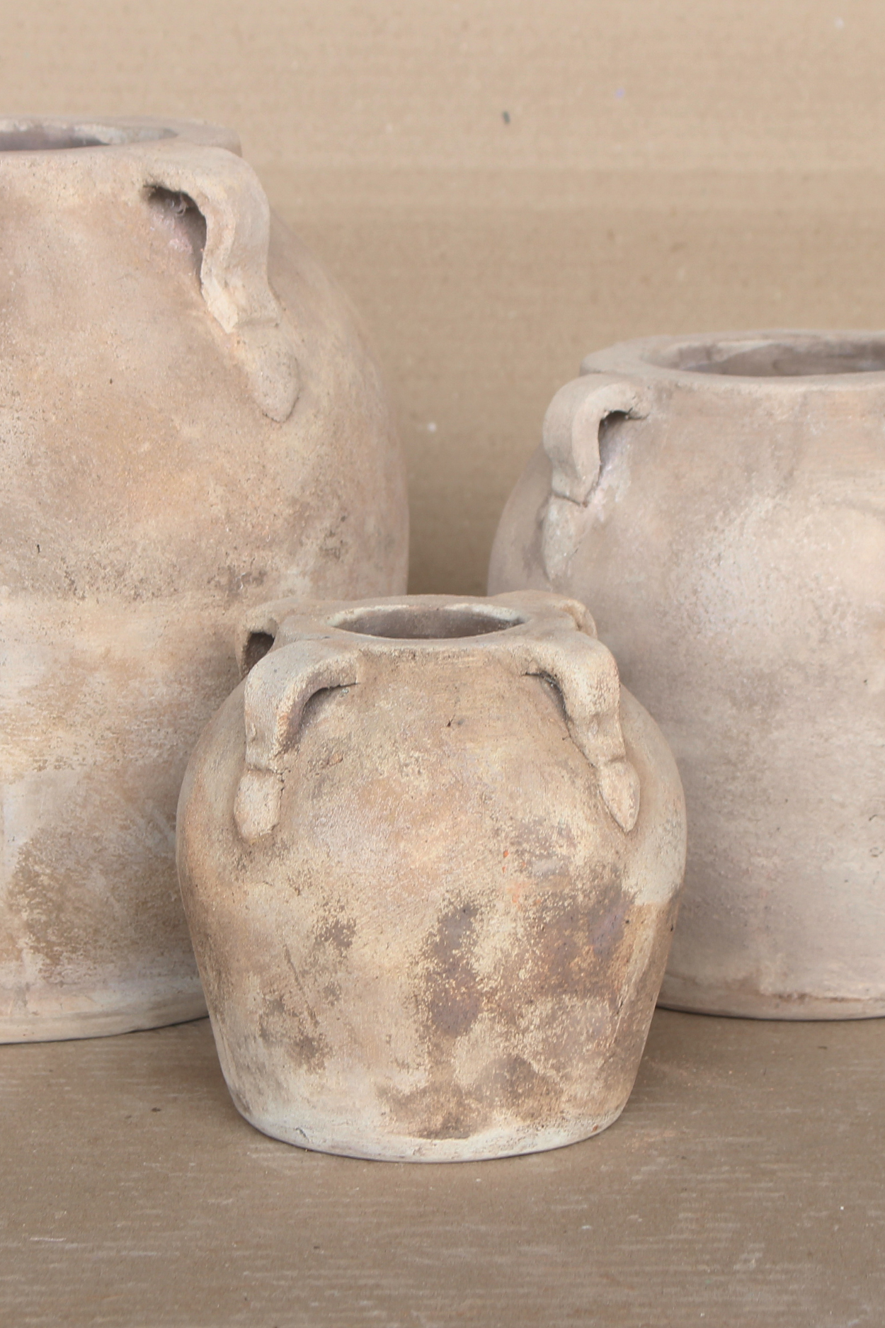 Blanc Beige Wash Vase With Handles Small | By Luxe B Co.