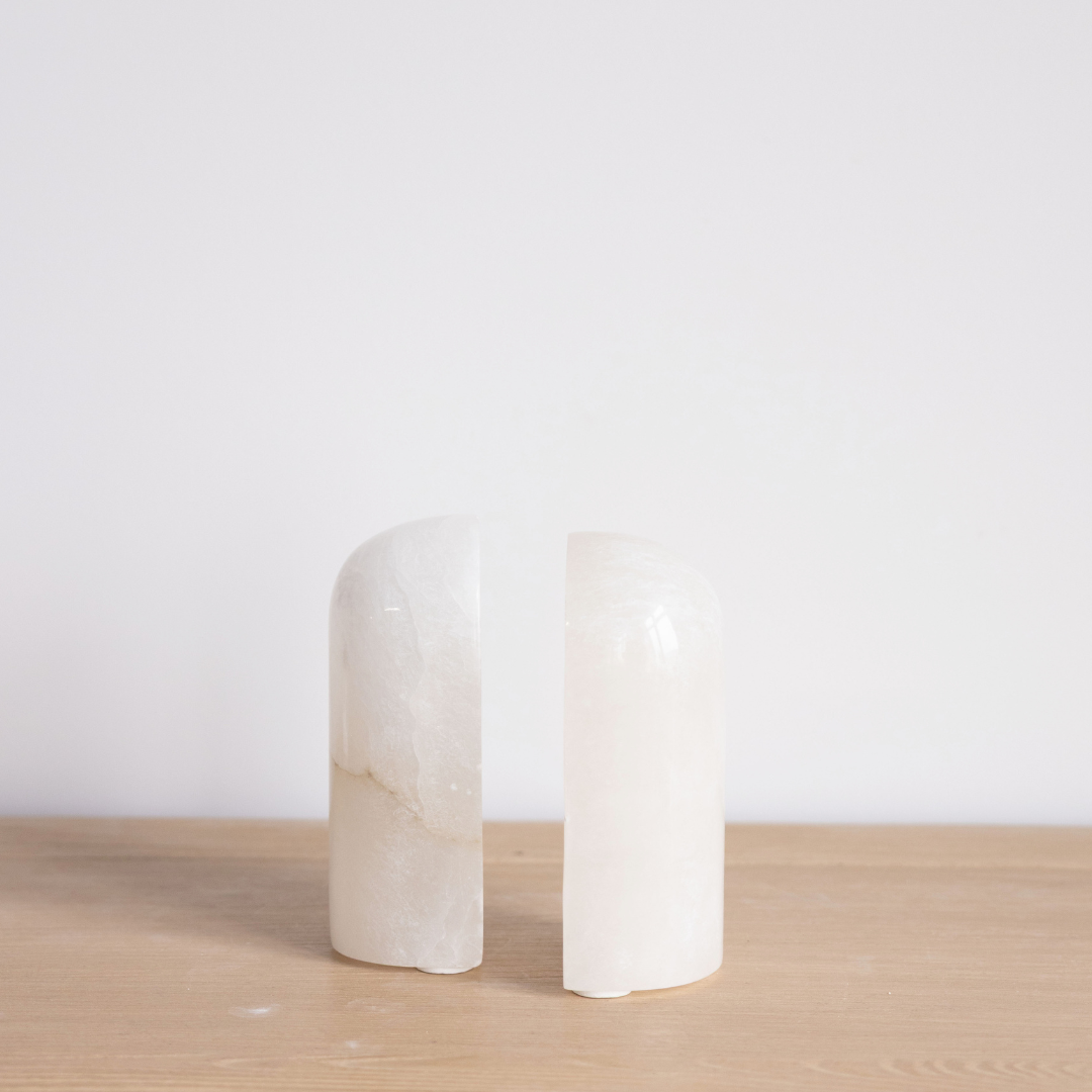 White Alabaster Bookend Set By Luxe B Co.