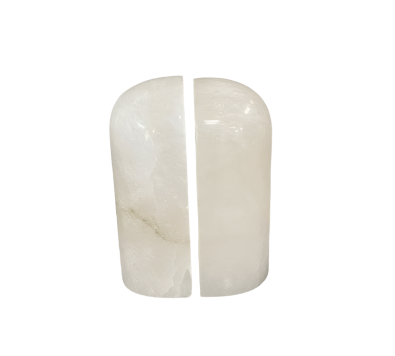 White Alabaster Bookend Set By Luxe B Co.