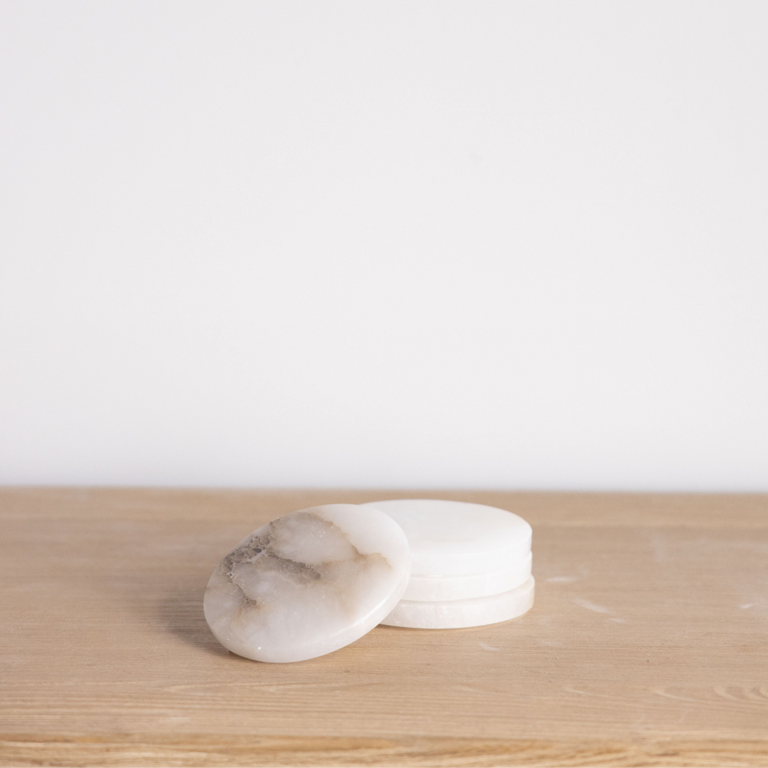White Alabaster Coaster Set By Luxe B Co.