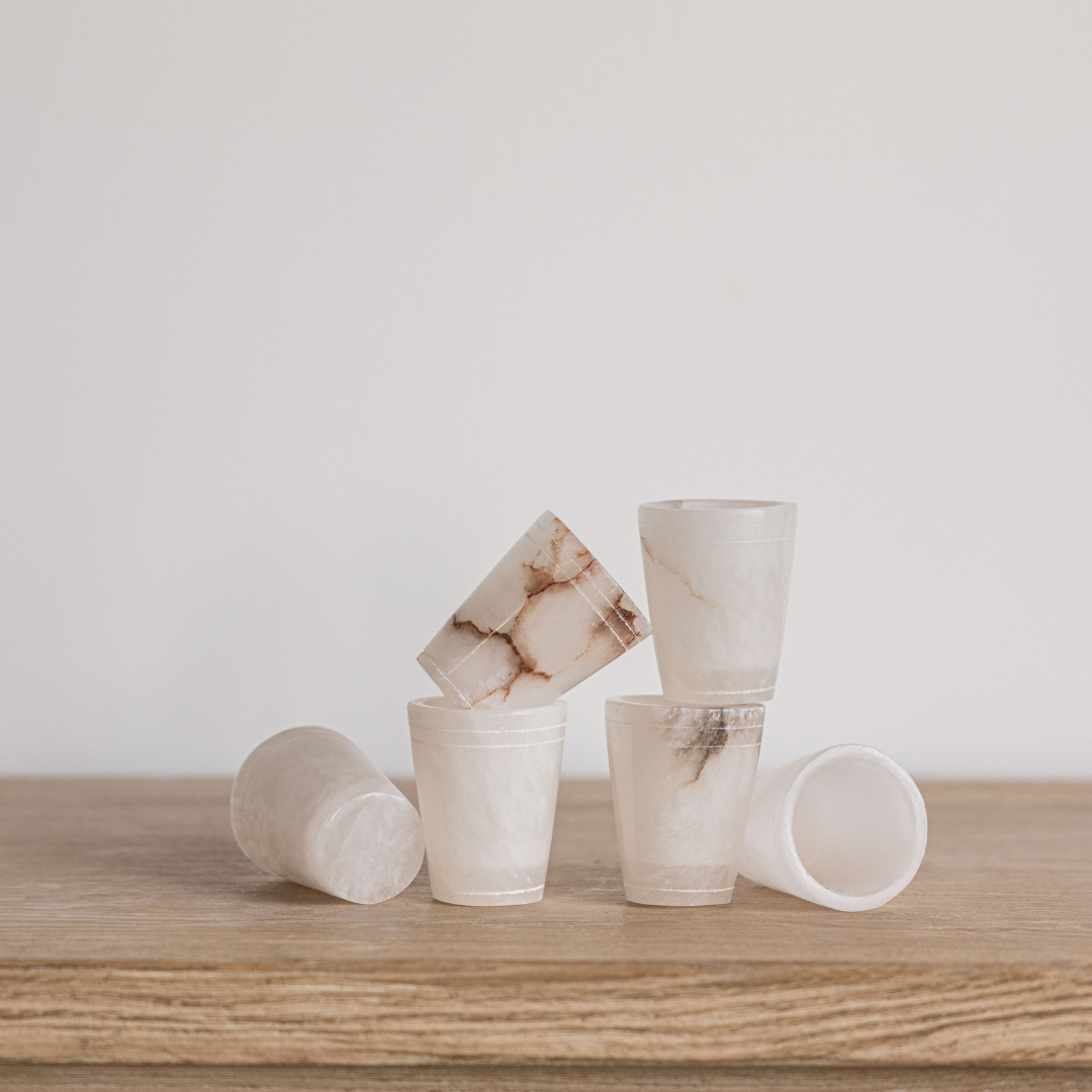 White Alabaster Shot Glasses Set | By Luxe B Co. 