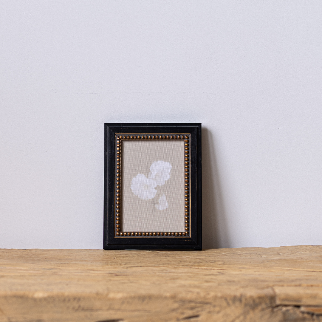 White Carnation | French Beaded Brass Inspired Framed Art By Luxe B Co. 