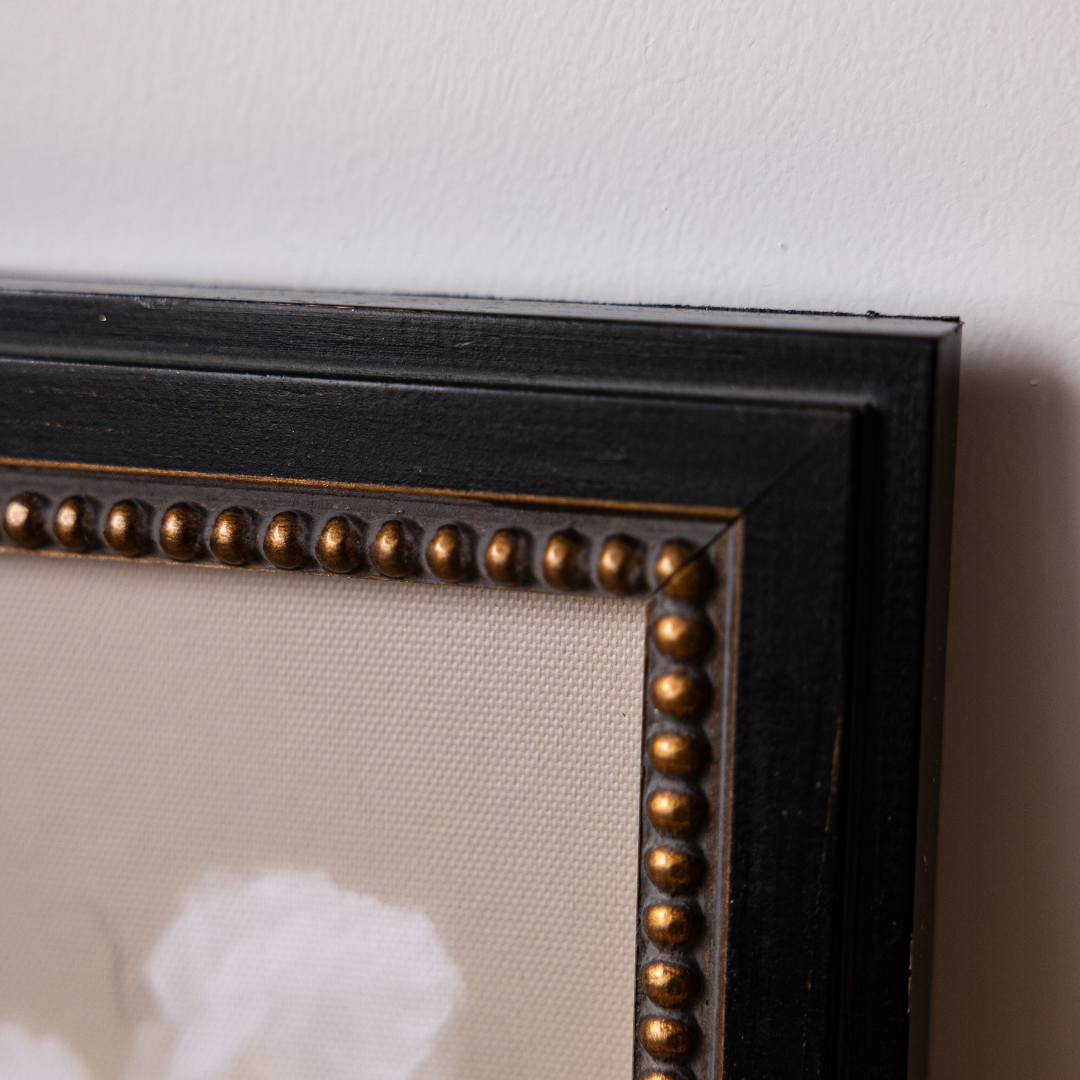 White Carnation | French Beaded Brass Inspired Framed Art By Luxe B Co. 