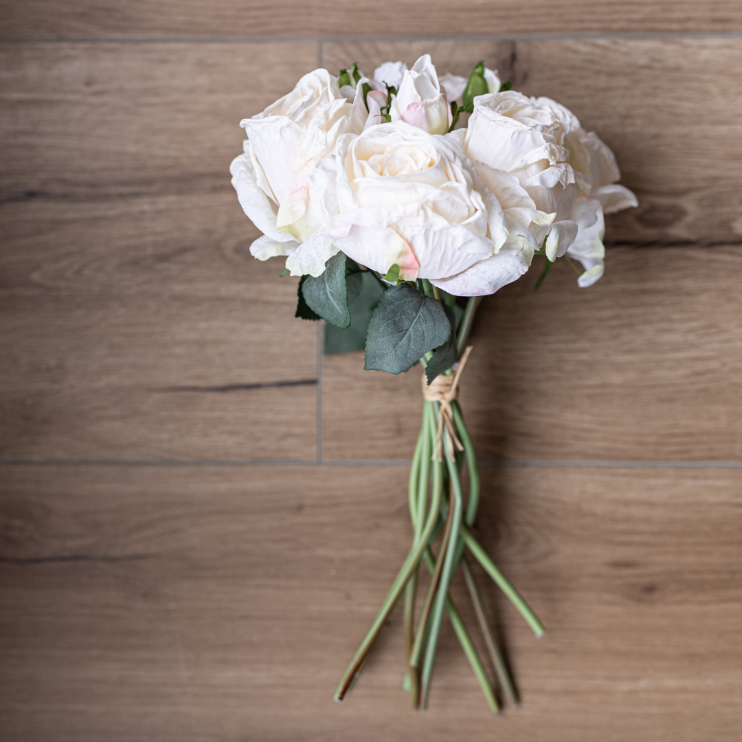 White Garden Faux Rose Bunch By Luxe B Co. 