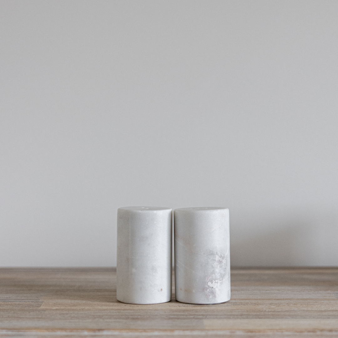 White Marble Salt & Pepper Shakers | By Luxe B Co.