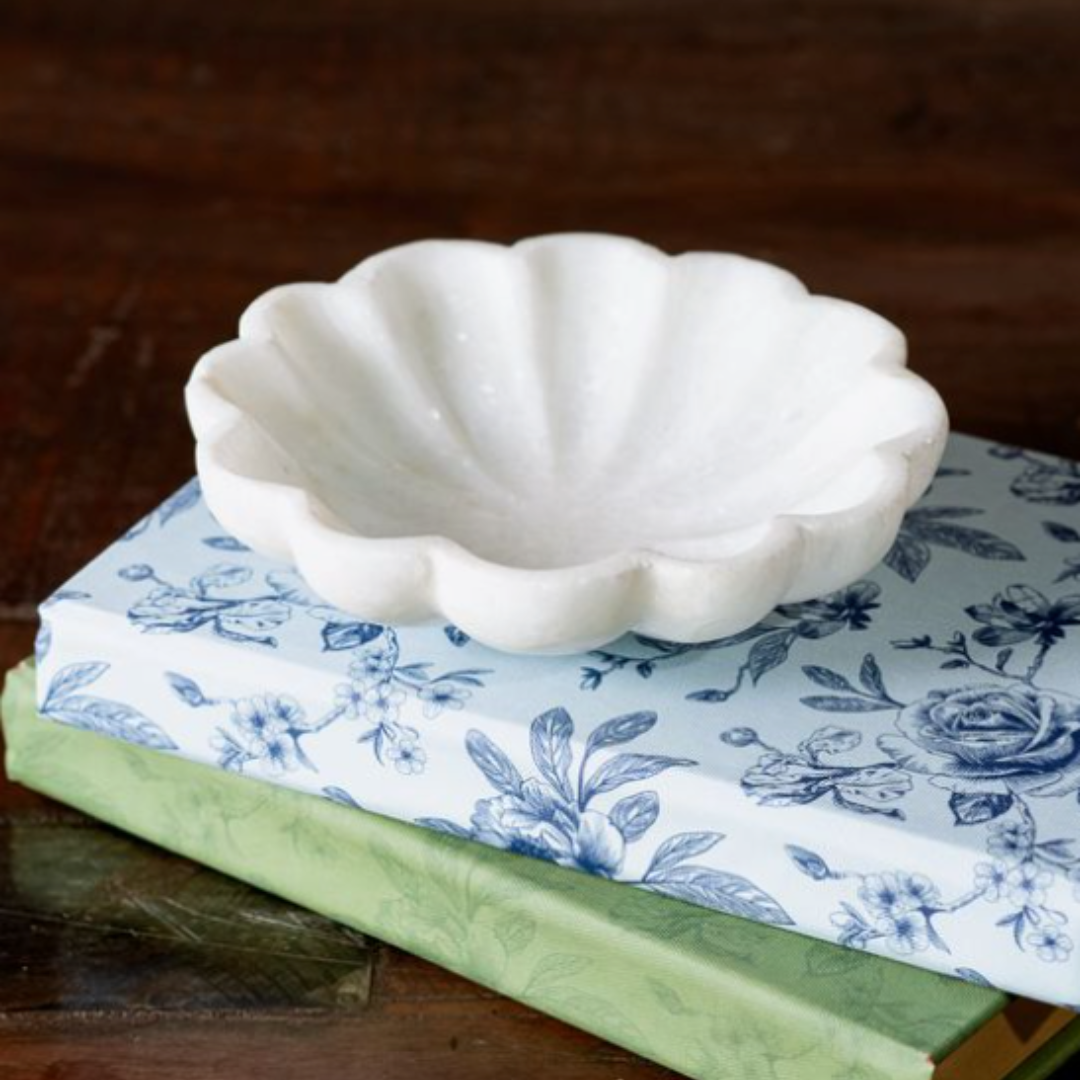White Marble Scallop Bowl | By Luxe B Co.