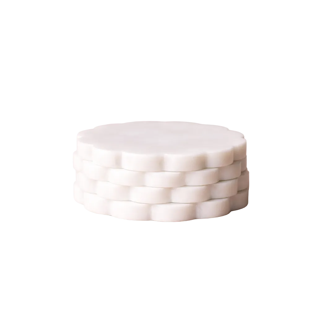 White Marble Scalloped Coasters | By Luxe B Co. 