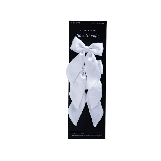 White Satin Mini Fabric Bows with Clips Set By Luxe B Co.